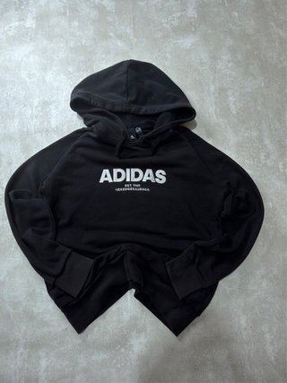Sudadera Adidas Negra con Capucha Logo Bordado