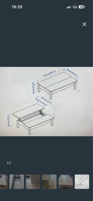 Mesa centro elevable Ikea blanca