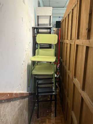 Pupitre escolar vintage verde con silla