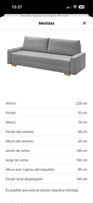 Sofá Cama Gris Ikea