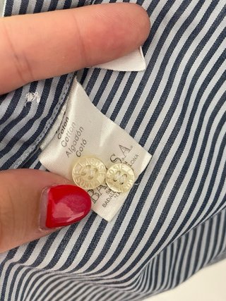 Camisa Lacoste Rayas Azul Blanco Vintage