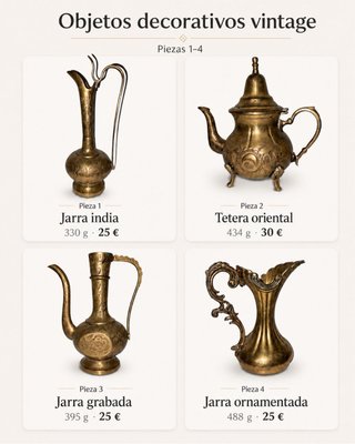 Oggetti decorativi vintage dall'Arabia e dall'India