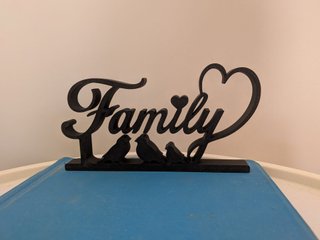 Insegna Family Stampa 3D Uccellini Cuore