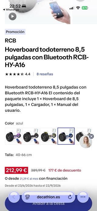 Hoverboard Todoterreno 8.5 Bluetooth Azul