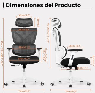 Silla de oficina ergonómica ajustable