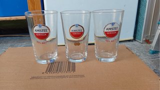 3 Vasos Amstel Cerveza 100% Malta