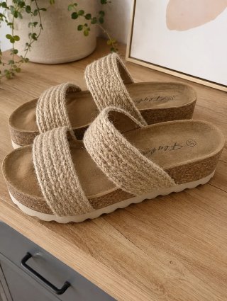 Sandalias de cuña beige talla 37