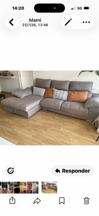 Sofá chaise longue beige/marrón