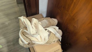 Sandalias esparto cuña doradas beige
