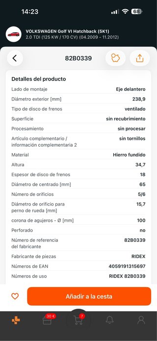Frenos Disco VW Polo IV 9N-9A (2001-2009)