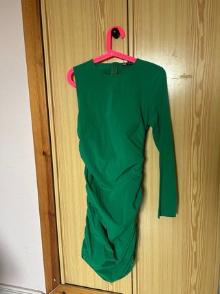 Vestido verde ZARA drapeado