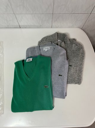 Pack Jersey Lacoste Verde, Gris y Gris con botones