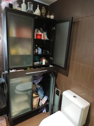 Mueble de baño madera y cristal