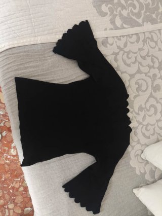 Camiseta canalé mujer manga 3/4 acampanada