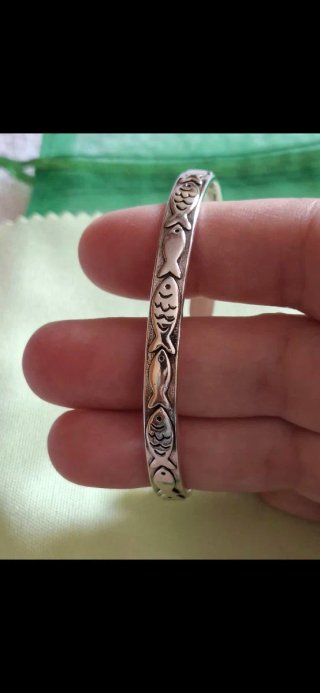 Pulsera esclava peces suerte plata nueva