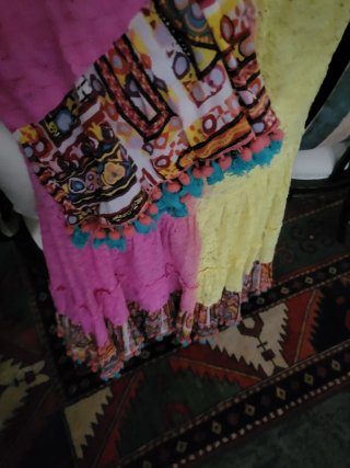 Vestido largo rosa y amarillo