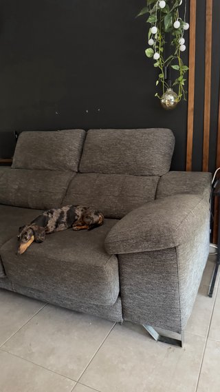 Sofá de 2 plazas gris y negro