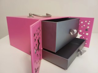 Joyero organizador rosa diseño estrellas