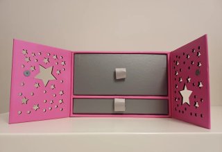 Joyero organizador rosa diseño estrellas