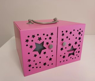 Joyero organizador rosa diseño estrellas