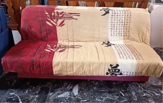 Sofá Cama Beige y Rojo