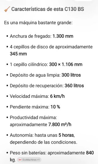 Fregadora Comac C130BS