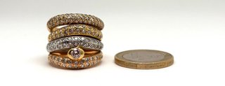 Anillo 3 Oros 18k Diamantes T:15 P:16.32gr