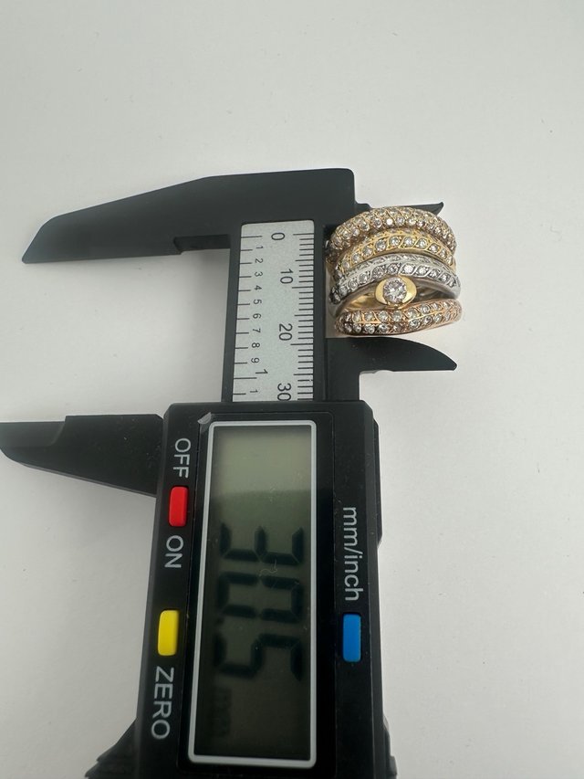 Anillo 3 Oros 18k Diamantes T:15 P:16.32gr