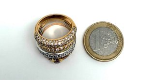 Anillo 3 Oros 18k Diamantes T:15 P:16.32gr