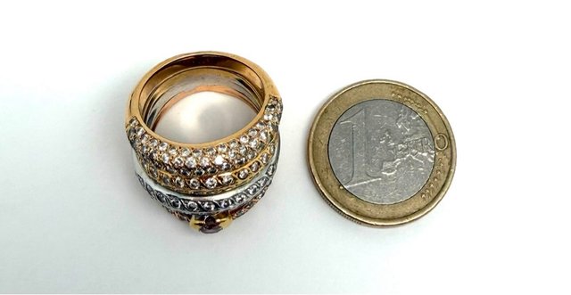 Anillo 3 Oros 18k Diamantes T:15 P:16.32gr