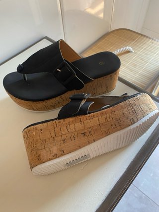 Sandalias cuña negras talla 37