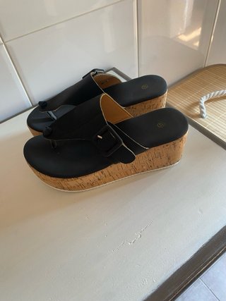 Sandalias cuña negras talla 37