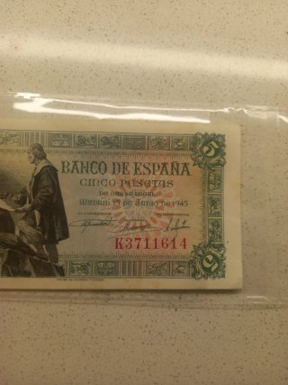 Billete 5 pts Banco de España 1945