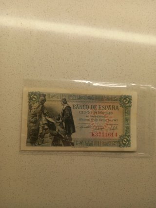 Billete 5 pts Banco de España 1945