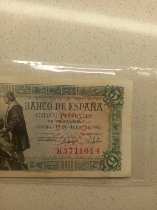 Billete 5 pts Banco de España 1945