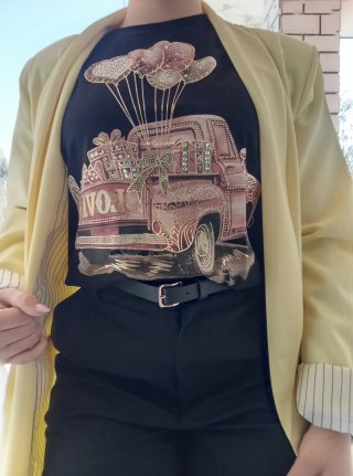 T-shirt estampada preta