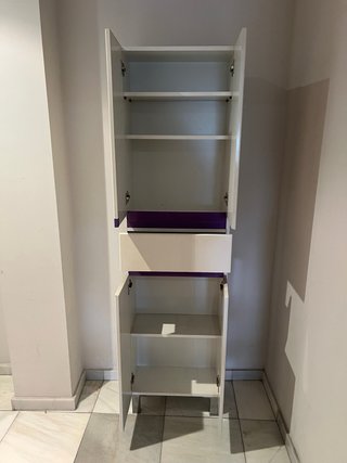 Conjunto baño: mueble, lavabo y armario alto