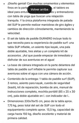 Tabla Paddle Surf Hinchable DURAERO Rosa (NUEVA)