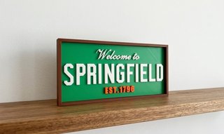 Cartel logo Welcome Springfield Los Simpson 3D