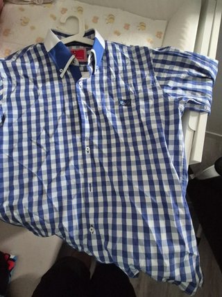 Camisa de cuadros azul y blanca Talla M