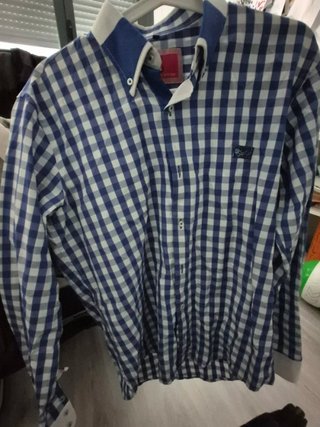Camisa de cuadros azul y blanca Talla M