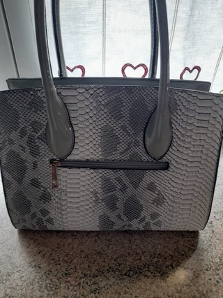 Borsa donna grigia effetto pitone