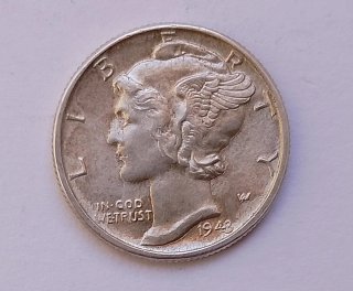 USA One Dime 1943 Silver 900