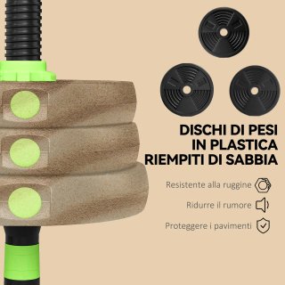 Set Bilanciere con Pesi 3 in 1 da 16 Dischi e Impu