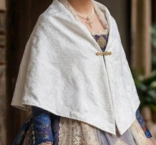 Mantón Fallera Blanco Brocado