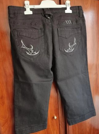 Pantalones piratas W&S JEANS negros algodón