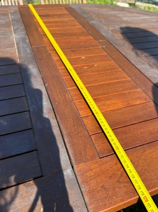 Mesa extensible madera + 6 sillas jardín