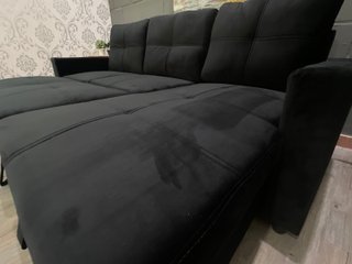 Sofá Cama Chaise Longue Negro con Arcón