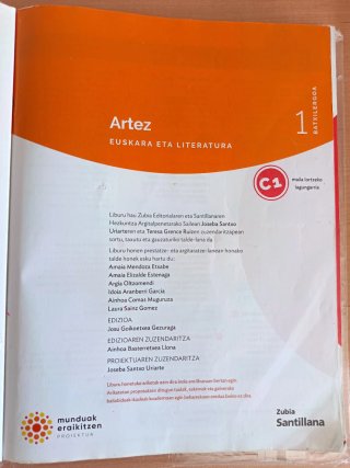 ARTEZ EUSKARA ETA LITERATURA 1 BTX