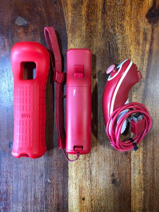 Wiimote Wii rosso motion plus con nunchuk generico
